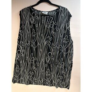 Lady Bexleys Women’s XXL 52/54 Black White Pattern Sleeveless Top Elegant Chic